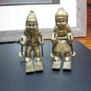 Vintage Brass Ornamental Skiing Figurines  "Unique"